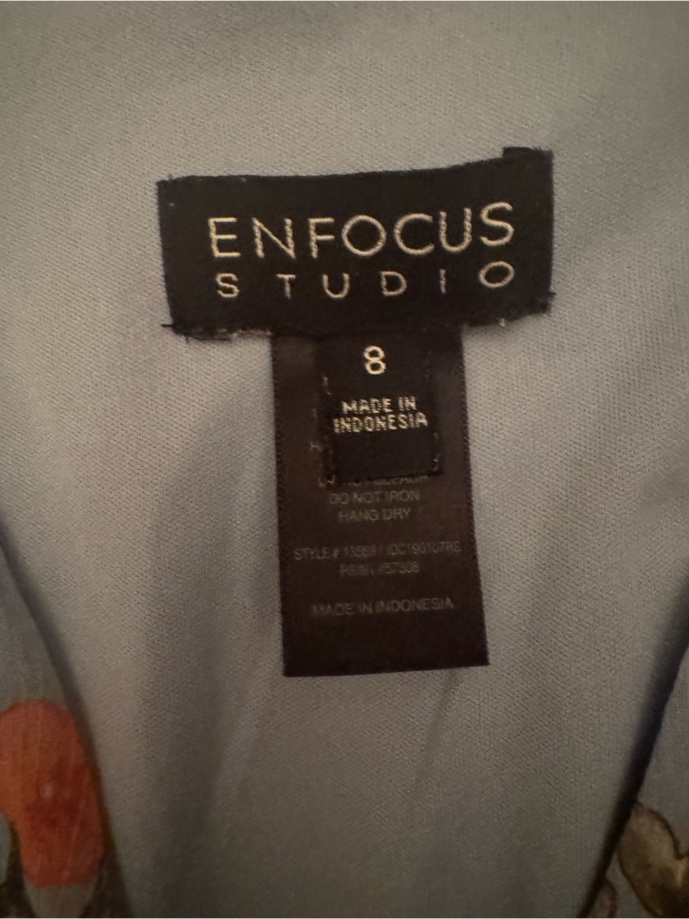 Enfocus Studio Blue Floral Smocked-Waist Dress with Yellow and Orange Blooms - Picture 2 of 2